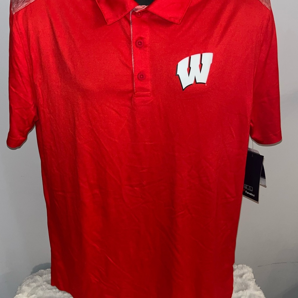 Wisconsin Badgers Men’s Fanatics Short Sleeve College Polo Shirt Medium